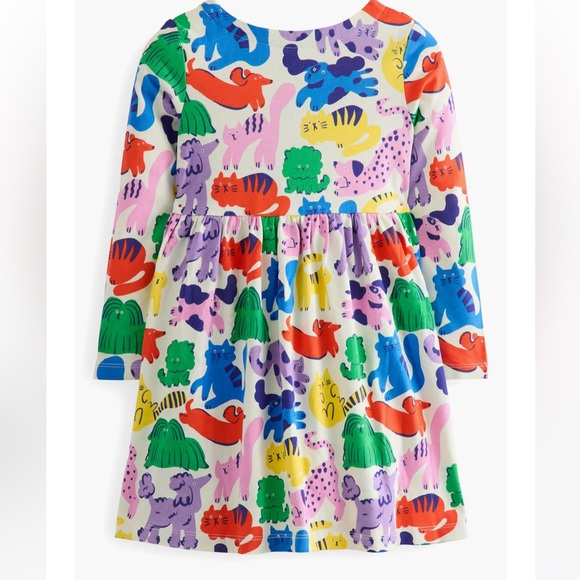 ☀️NWT MINI BODEN COTTON JERSEY RAINBOW PETS DRESS GIRLS 7-8🐱🐶 - Picture 2 of 3